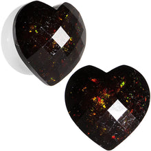 Load image into Gallery viewer, White Acrylic Black Faceted Valentine Love Heart Saddle Plug Set 12mm to 26mm