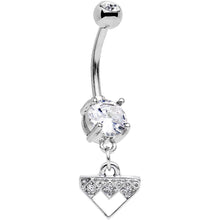将图片加载到图库查看器,Clear Gem Stainless Steel Triangular Shield Dangle Belly Ring