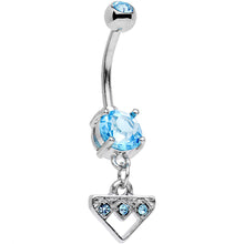 将图片加载到图库查看器,Aqua Gem Stainless Steel Triangular Shield Dangle Belly Ring