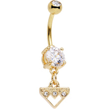 将图片加载到图库查看器,Clear Gem Gold Plated Steel Triangular Shield Dangle Belly Ring