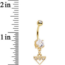 将图片加载到图库查看器,Clear Gem Gold Plated Steel Triangular Shield Dangle Belly Ring