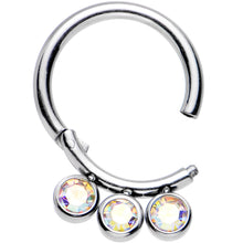 将图片加载到图库查看器,16G 5/16 Aurora Gem Stainless Steel Hinged Segment Ring