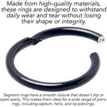 将图片加载到图库查看器,16G 3/8 Black PVD Hinged Segment Ring