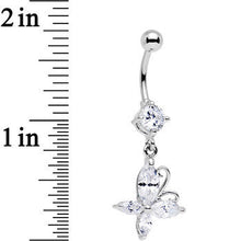 Load image into Gallery viewer, Clear Gem Butterfly Prong Set Dangle Belly Ring