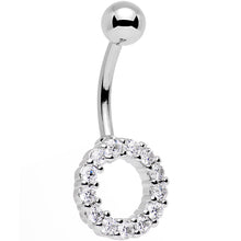 将图片加载到图库查看器,Clear Gem Stainless Steel Hollow Circle Belly Ring