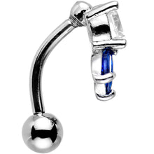 将图片加载到图库查看器,Clear Blue Gem Flip Flower Reversible Top Mount Belly Ring