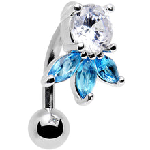 将图片加载到图库查看器,Clear Aqua Gem Flip Flower Reversible Top Mount Belly Ring