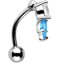 将图片加载到图库查看器,Clear Aqua Gem Flip Flower Reversible Top Mount Belly Ring