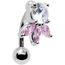 将图片加载到图库查看器,Clear Pink Gem Flip Flower Reversible Top Mount Belly Ring