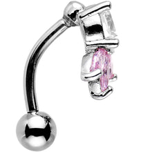 将图片加载到图库查看器,Clear Pink Gem Flip Flower Reversible Top Mount Belly Ring