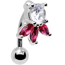将图片加载到图库查看器,Clear Pink Gem Flip Flower Reversible Top Mount Belly Ring