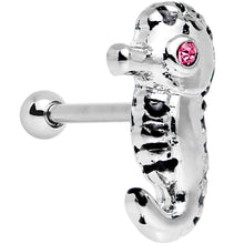 Load image into Gallery viewer, 16G 1/4 Pink Gem Eyeball Seahorse Cartilage Earring