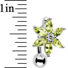 将图片加载到图库查看器,Greem Gem Lily Flower Top Mount Dangle Belly Ring