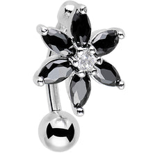 将图片加载到图库查看器,Black Gem Lily Flower Top Mount Dangle Belly Ring