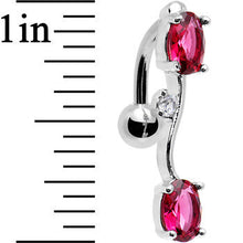 Load image into Gallery viewer, Pink Gem Double Drop Top Mount Dangle Belly Ring