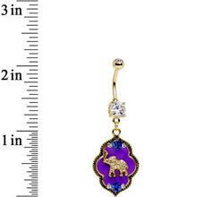 将图片加载到图库查看器,Clear Gem Gold PVD Purple Lucky Elephant Dangle Belly Ring