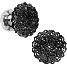 Load image into Gallery viewer, 4G Stainless Steel Black IP Lotus Flower Screw Fit Double Flare Plug Set