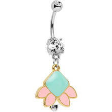 Load image into Gallery viewer, Clear Gem Pink Blue Shapes Belly Ring Created with Crystals
