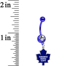 将图片加载到图库查看器,Licensed Clear Gem Blue Anodized NHL Toronto Maple Leafs Belly Ring