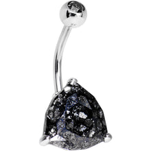 Load image into Gallery viewer, Black 12mm Triangle Belly Ring Created with Crystal