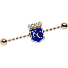 Load image into Gallery viewer, Licensed MLB Gold Anodized Kansas City Royals Industrial Barbell 38mm