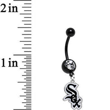 将图片加载到图库查看器,Licensed MLB Clear Gem Black Anodized Chicago White Sox Belly Ring