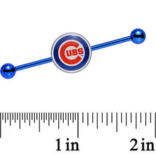 Load image into Gallery viewer, Licensed MLB Blue Anodized Chicago Cubs Industrial Barbell 38mm