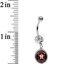 将图片加载到图库查看器,Licensed MLB Clear Gem Steel Houston Astros Dangle Belly Ring