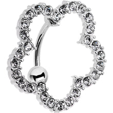 Load image into Gallery viewer, Clear Gem Stainless Steel Cutout Zinnia Flower Top Mount Belly Ring