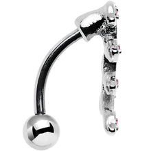 Load image into Gallery viewer, Pink Gem Stainless Steel Creeping Vine Top Mount Belly Ring