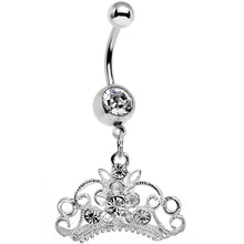 将图片加载到图库查看器,Clear Gem Ornate Imperial Crown Dangle Belly Ring