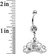 将图片加载到图库查看器,Clear Gem Ornate Imperial Crown Dangle Belly Ring