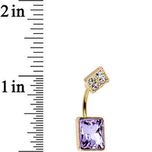 Load image into Gallery viewer, Clear Gem Gold Anodized Lovely Large Purple Square Cut Gem Belly Ring
