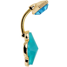 Load image into Gallery viewer, Aqua Gem Gold Anodized Teal Flower Power Belly Ring