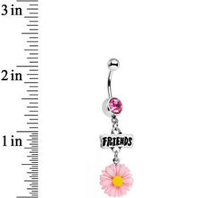 Load image into Gallery viewer, Pink Gem Best Friends Pink Flower Dangle Belly Ring Set