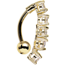 Load image into Gallery viewer, Clear Cubic Zirconia Plated Cinco Top Mount Belly Ring