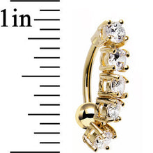 Load image into Gallery viewer, Clear Cubic Zirconia Plated Cinco Top Mount Belly Ring