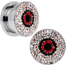 Load image into Gallery viewer, 9/16 Clear Red Black Gem Look Me in the Eye Screw Fit Plug Set