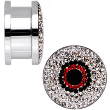 Load image into Gallery viewer, 5/8 Clear Red Black Gem Look Me in the Eye Screw Fit Plug Set