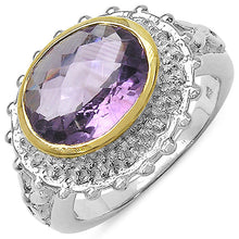 Load image into Gallery viewer, Two Tone Plated 4.36 Carat Genuine Amethyst & White Topaz .925 Sterling Silver Ring