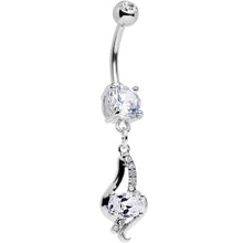 将图片加载到图库查看器,Clear CZ Gem Dramatic Deco Twist Dangle Belly Ring