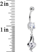 将图片加载到图库查看器,Clear CZ Gem Dramatic Deco Twist Dangle Belly Ring
