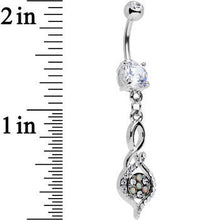 将图片加载到图库查看器,Clear Gem White Faux Opal Wistfully Twisted Dangle Belly Ring