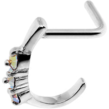Load image into Gallery viewer, 18G Aurora Gem Steel Faux Hoop L Shaped Nose Ring