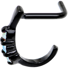 Load image into Gallery viewer, 18G Aurora Gem Black PVD Faux Hoop L Shaped Nose Ring