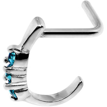 Load image into Gallery viewer, 18G Aqua Gem Steel Faux Hoop L Shaped Nose Ring