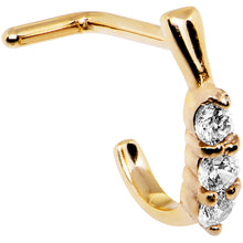 Load image into Gallery viewer, 18G Clear Gem Gold PVD Faux Hoop L Shaped Nose Ring