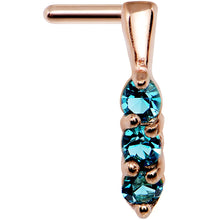 Load image into Gallery viewer, 18G Aqua Gem Rose Gold PVD Faux Hoop L Shaped Nose Ring