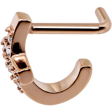 Load image into Gallery viewer, 18G Clear Rose Gold PVD Cross Faux Hoop L Shaped Nose Ring