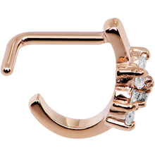 Load image into Gallery viewer, 18G Gem Rose Gold PVD Flower Faux Hoop L Shaped Nose Ring